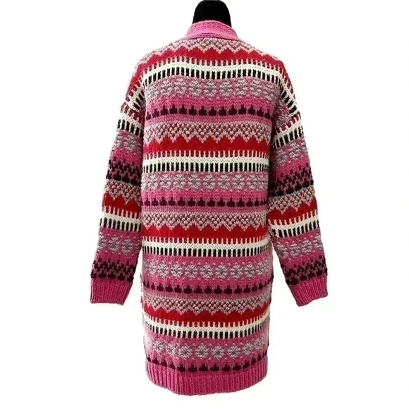 Cocogio Wool Duster Cardigan Chunky Knit Draped Sweater Pink Red Black Small - Picture 3 of 17
